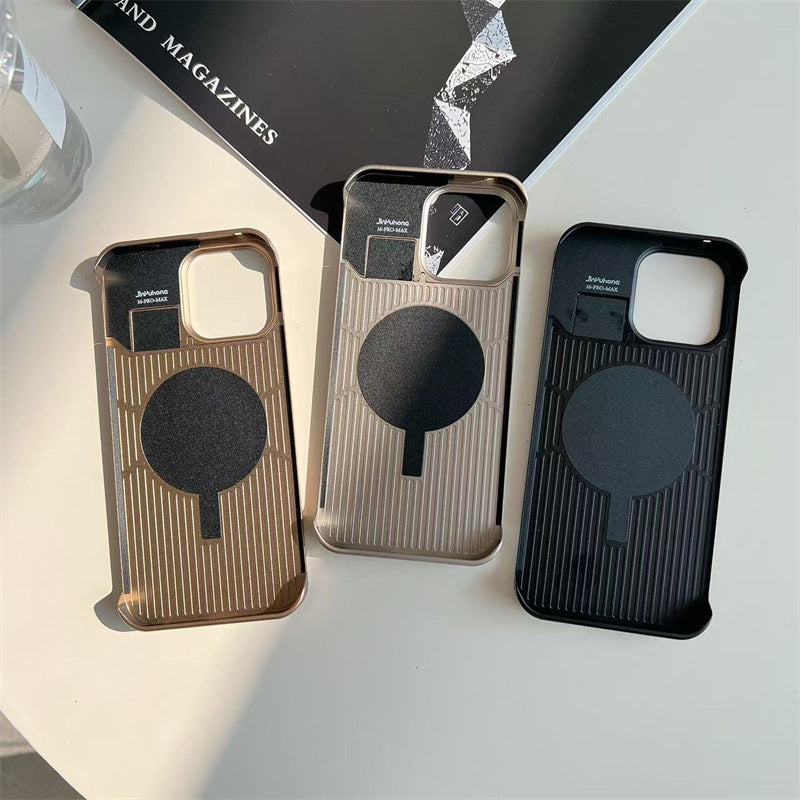 Armor King MagSafe Forged Carbon Fiber + Leather + Aluminum Heat Dissipation Aromatherapy Protective Cover Case