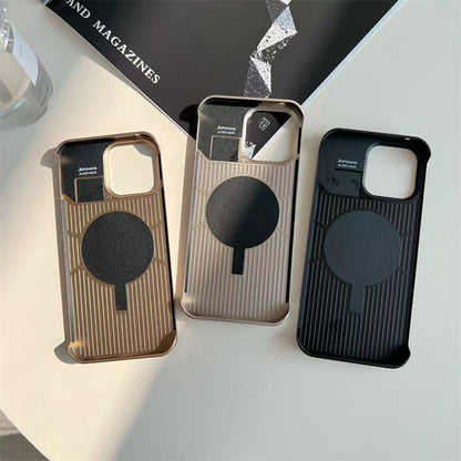 Armor King MagSafe Forged Carbon Fiber + Leather + Aluminum Heat Dissipation Aromatherapy Protective Cover Case