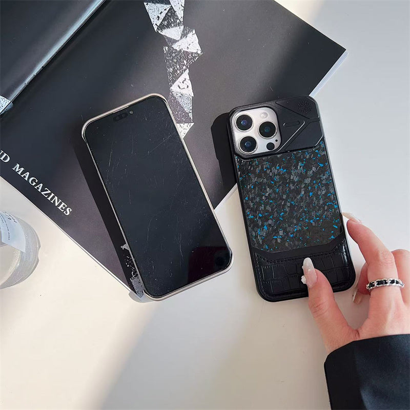 Armor King MagSafe Forged Carbon Fiber + Leather + Aluminum Heat Dissipation Aromatherapy Protective Cover Case