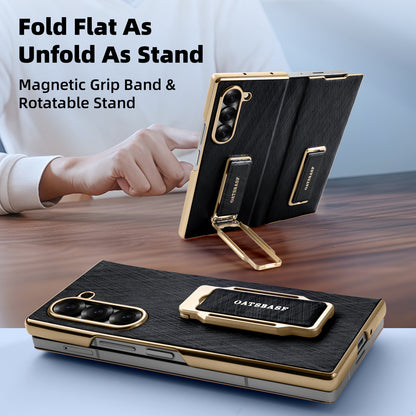 Oatsbasf 360° Rotatable Kickstand Strap Wristband Shockproof Leather Case Cover