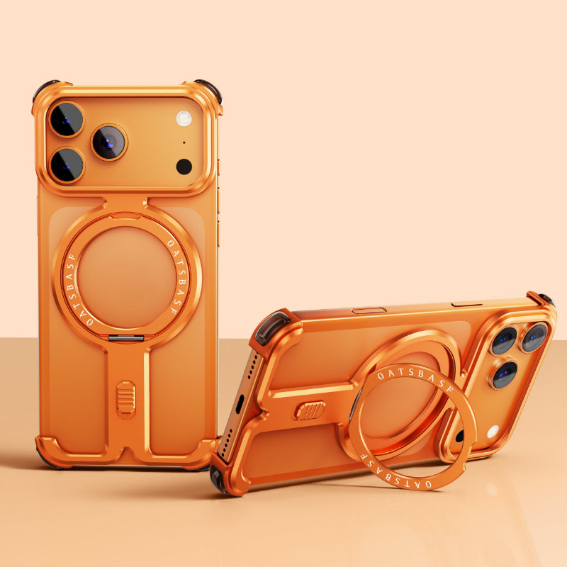 Oatsbasf New π MagSafe Pivot Ring Stand Air Cushion Minimalist Frameless Metal Case Cover