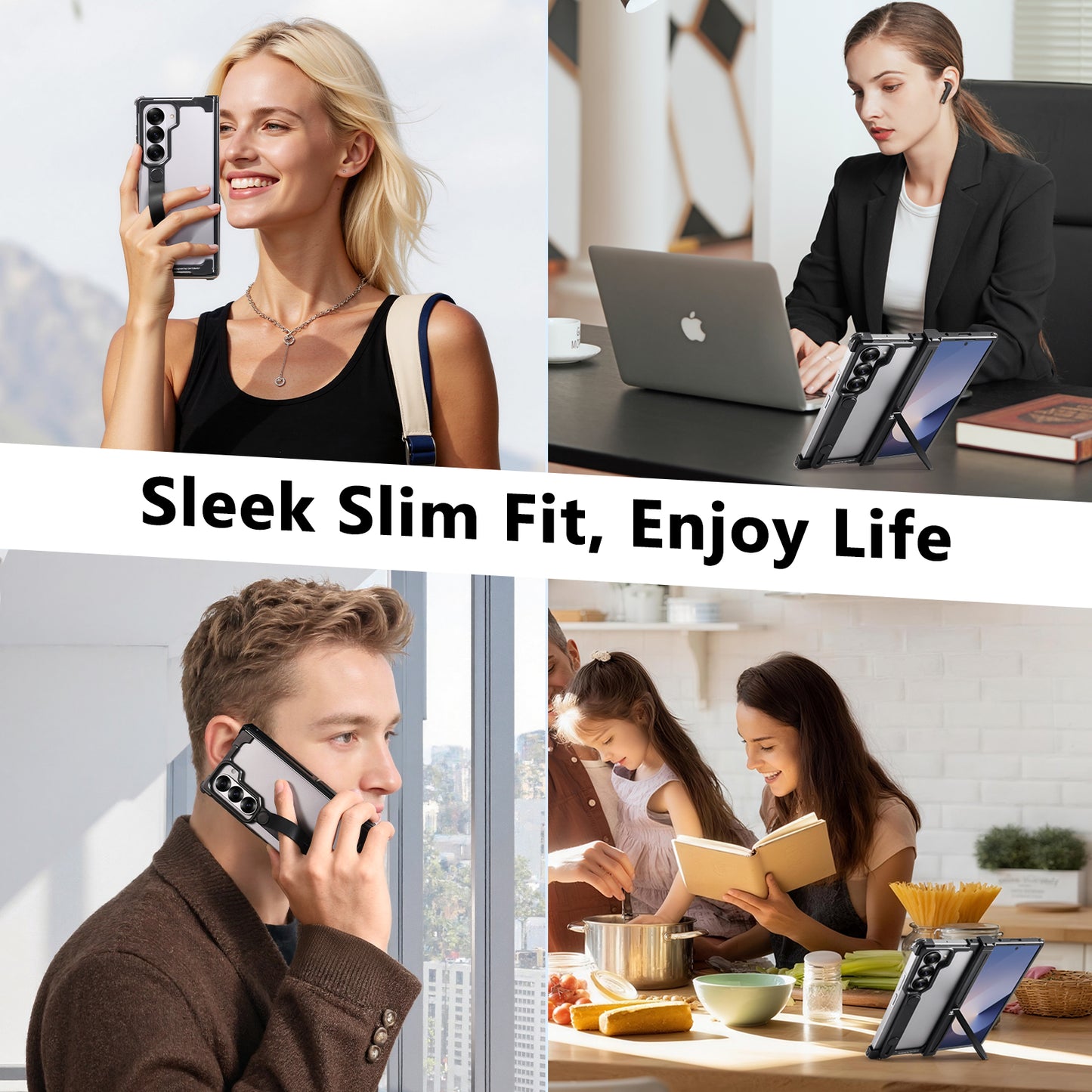 Oatsbasf Hidden Stand & Secure Grip Military-Grade Shockproof Frameless Metal Case Cover