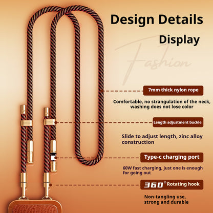 Oatsbasf 60W Type-C to Type-C Data Cable Retractable Phone Lanyard
