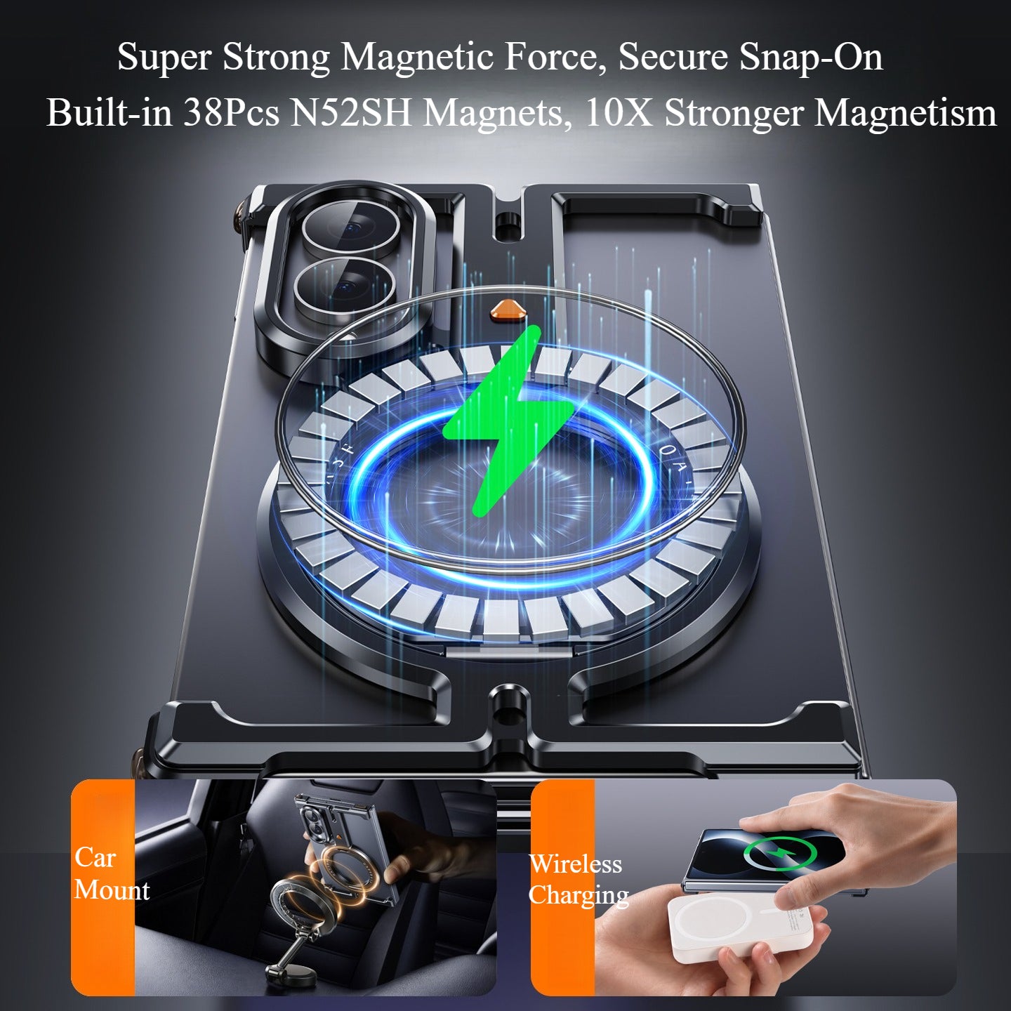 Oatsbasf Z MagSafe Pivot Ring Stand Air Cushion Metal Cover Case