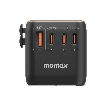 MOMAX 1-World PD 120W GaN 4-Port + AC Charger Universal Travel Adapter