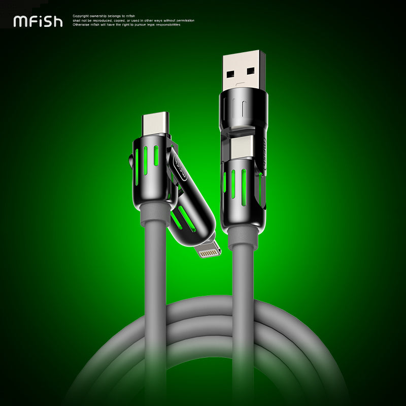 Mfish Armored Dragon I 240W USB-A+Type-C to Lightning+Type-C 4-in-1 Data Cable Charging Line