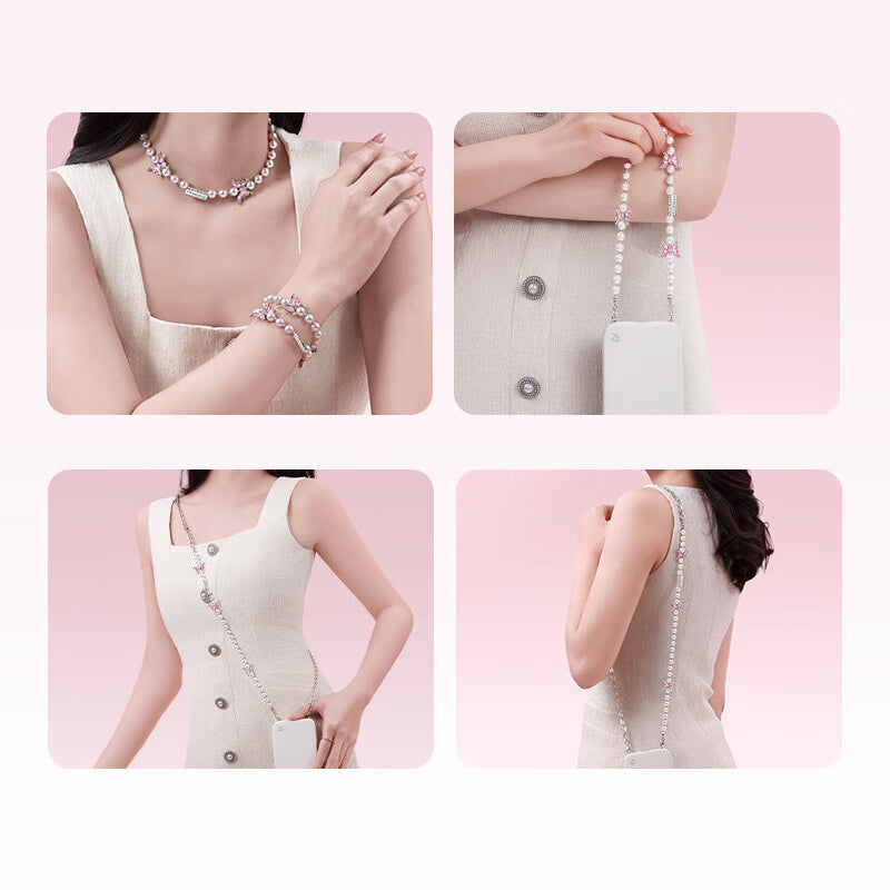 PYNANA Jewelry Aesthetics & Handcraft Multifunctional Chain Phone Charm Beads Strap Pearl Lanyard