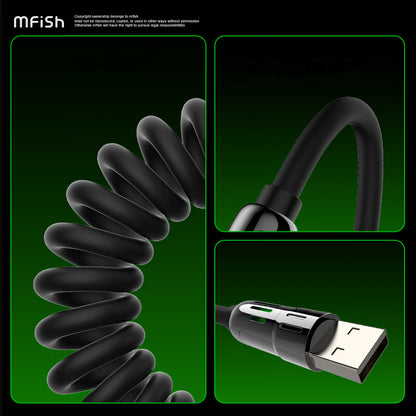 Mfish Armored Dragon I 240W USB-A+Type-C to Lightning+Type-C 4-in-1 Elastic Data Cable Charging Line