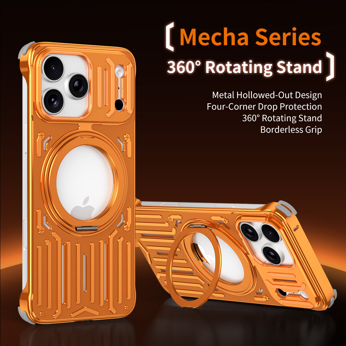 Armor King Mecha MagSafe Pivot Ring Stand Air Cushion Shockproof Metal Case Cover