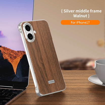 Armor King MagSafe Walnut Wood Back Bezel-less Metal Case Cover