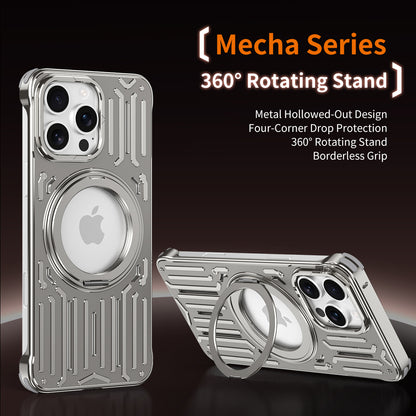 Armor King Mecha MagSafe Pivot Ring Stand Air Cushion Shockproof Metal Case Cover