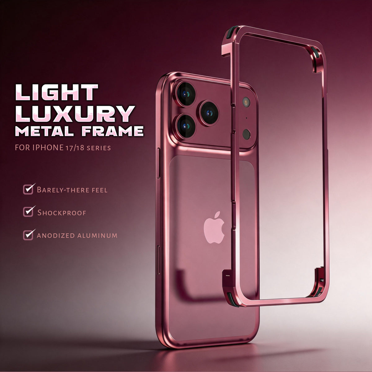 Luphie Slim Light Shockproof Snap-on Aluminum Metal Bumper Case Cover