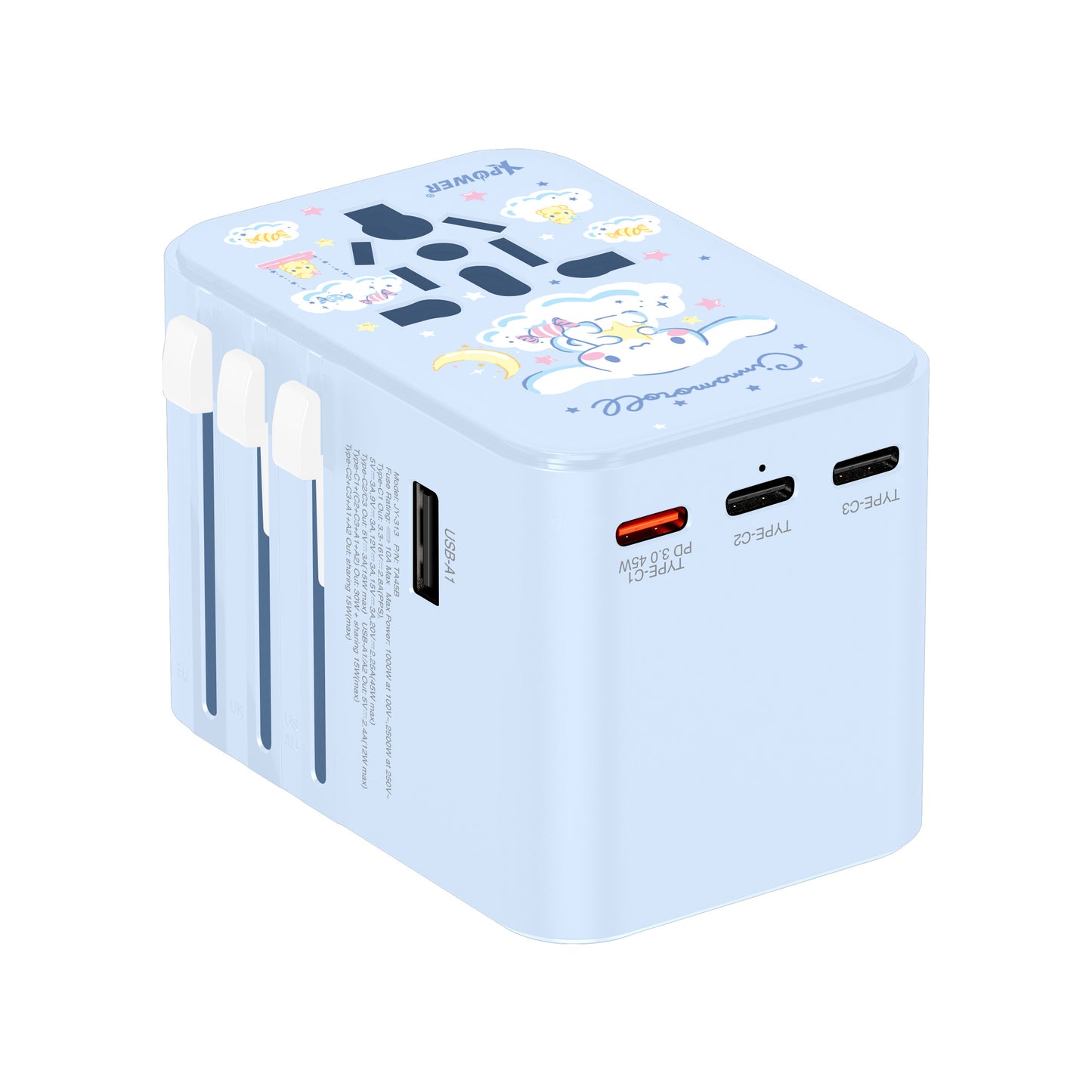 XPower x Sanrio 45W 6-Output PD 3.0/PPS Travel Adapter Universal Plug