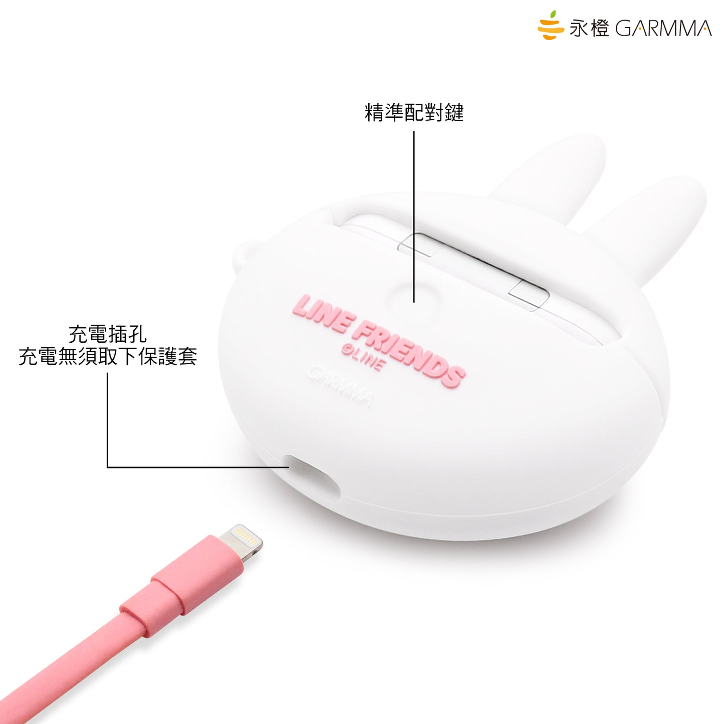 GARMMA Line Friends Shockproof Apple AirPods Pro 2/1 Charging Case Cover with Carabiner Clip