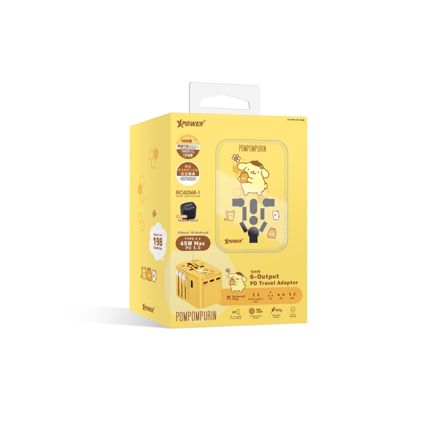 XPower x Sanrio 45W 6-Output PD 3.0/PPS Travel Adapter Universal Plug