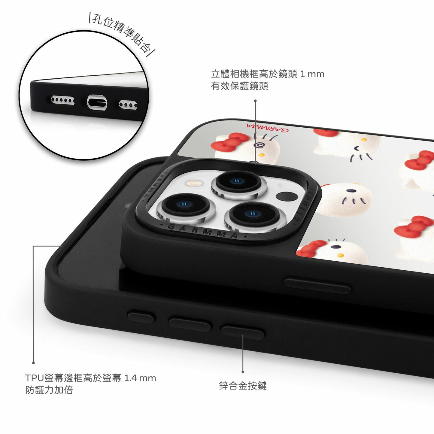 GARMMA Hello Kitty 50th Anniversary MagSafe Mirror Military Grade Drop Tested Impact Case Cover