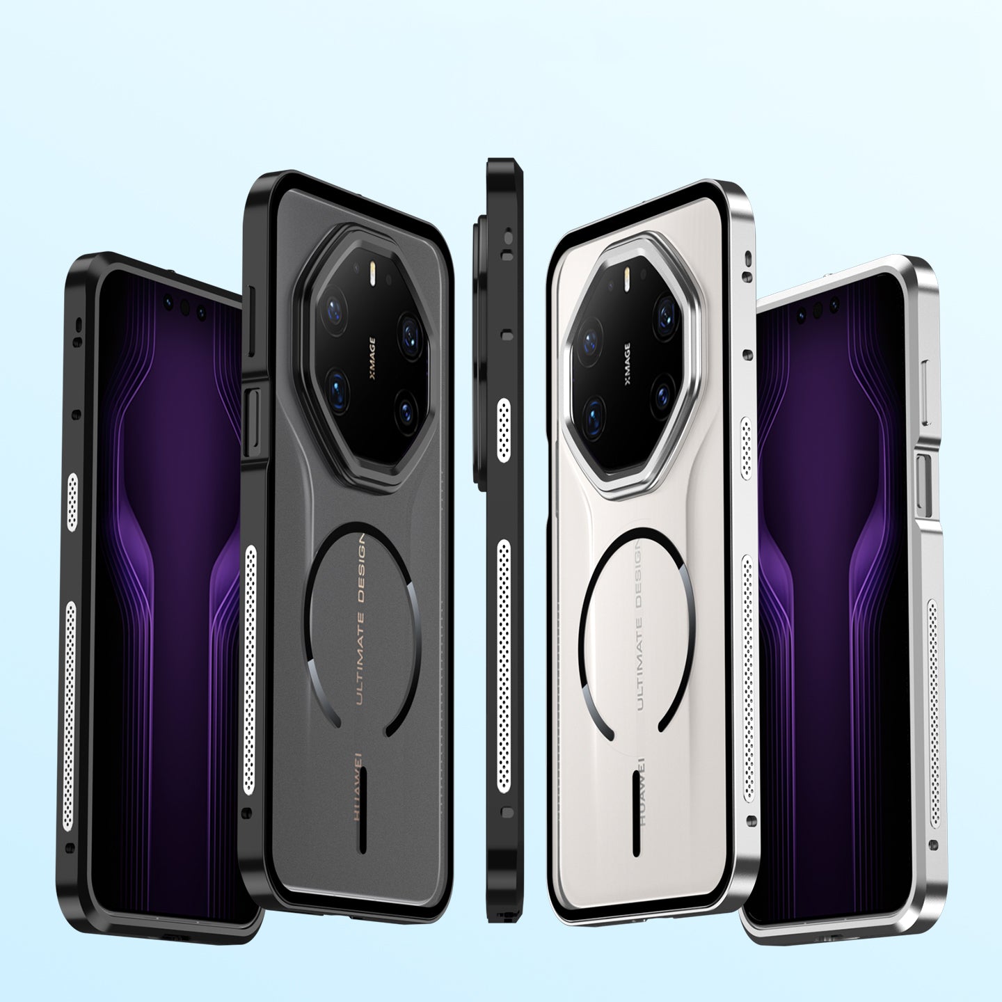 Armor King MagSafe Elastic Buckle Heat Dissipation Metal Bumper Frosted Acrylic Back Case Cover