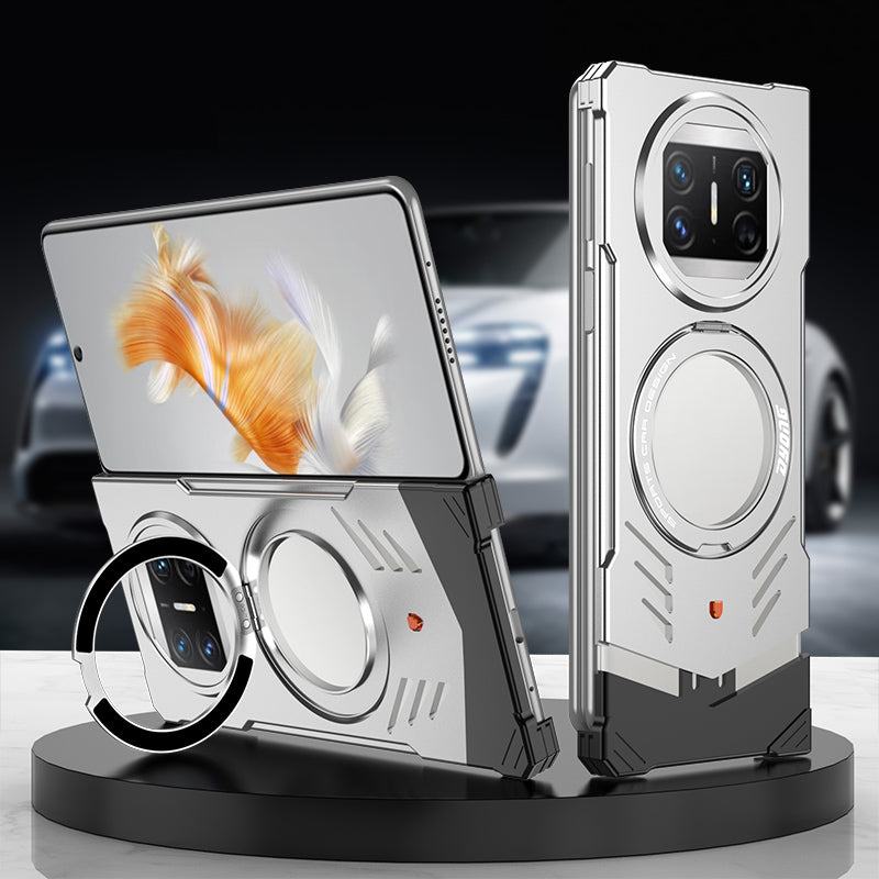 Armor King Supercar MagSafe Pivot Ring Stand Elastic Buckle Frameless Metal Case Cover