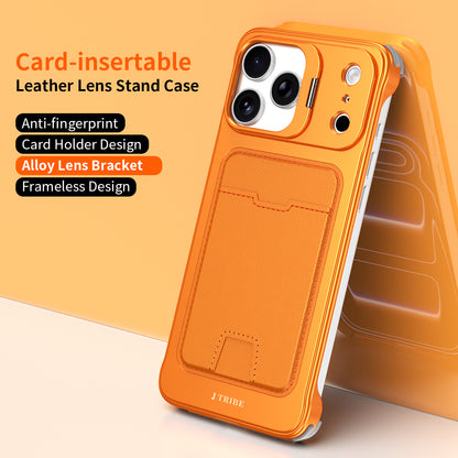 Armor King Lens Stand Leather Card Holder Borderless Metal Case Cover