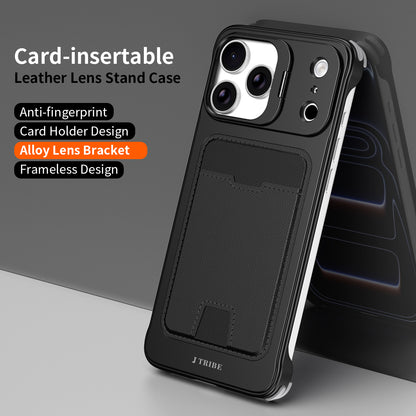 Armor King Lens Stand Leather Card Holder Borderless Metal Case Cover