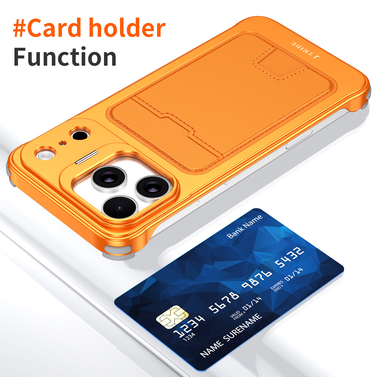 Armor King Lens Stand Leather Card Holder Borderless Metal Case Cover