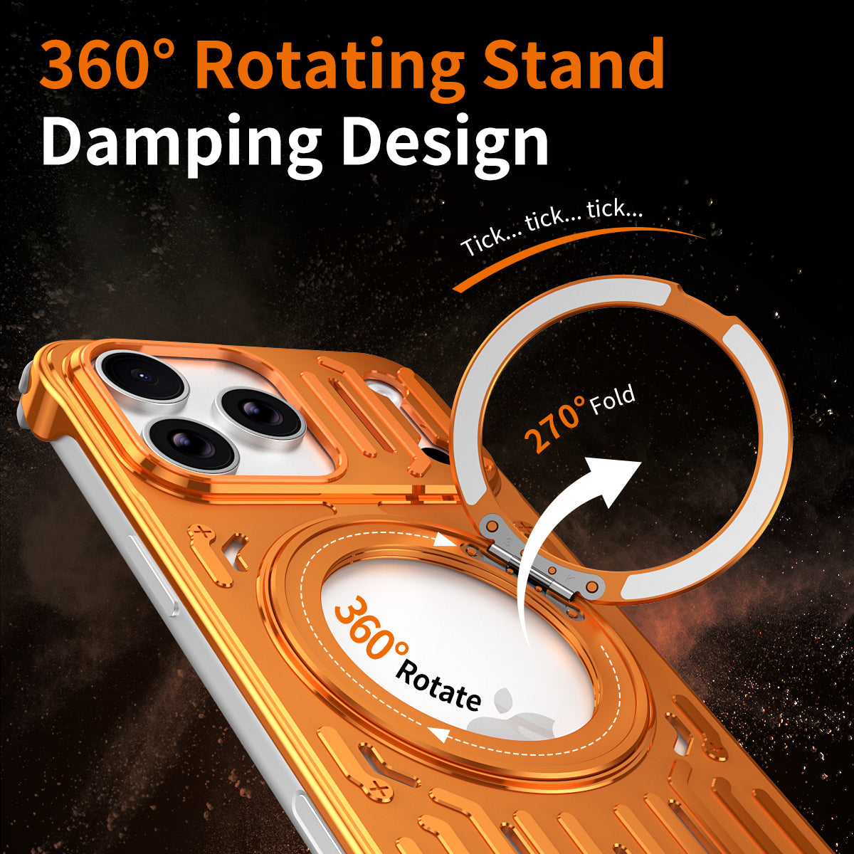 Armor King Mecha MagSafe Pivot Ring Stand Air Cushion Shockproof Metal Case Cover