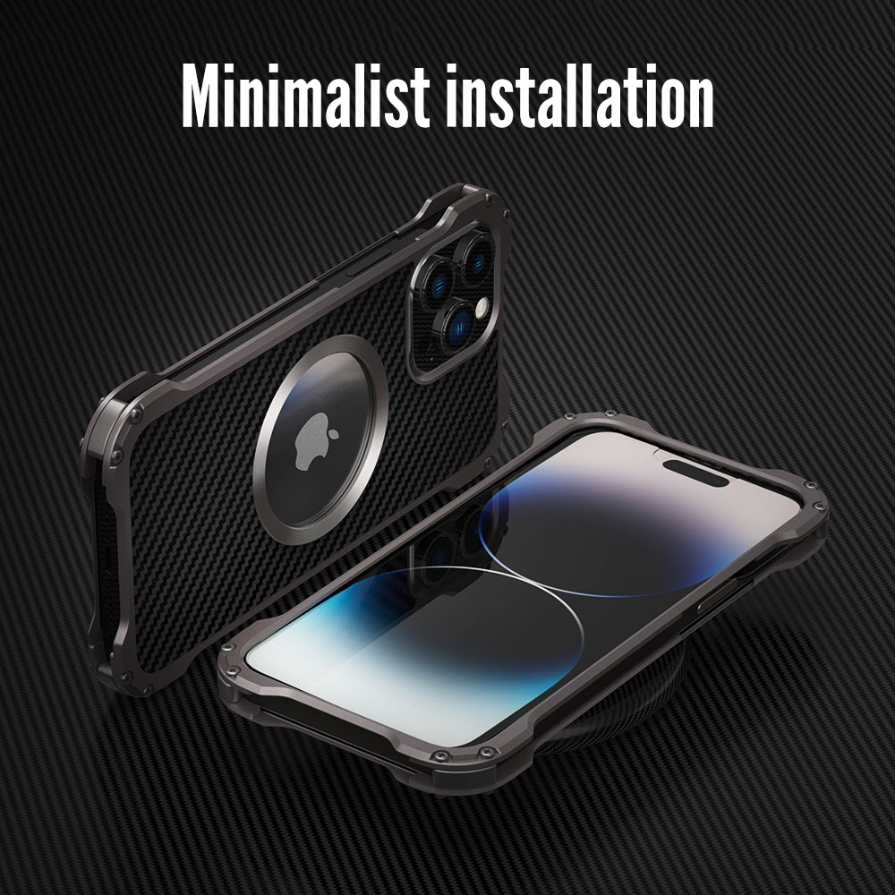 R-Just Black Hole Shockproof Aluminum Shell Metal Case with Lens Protector
