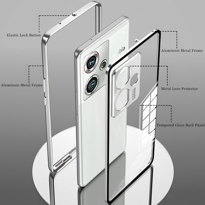 Kylin Armor Elastic Buckle Aluminum Metal Bumper Glass / Acrylic Back Case Cover