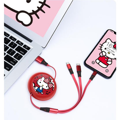 UKA Sanrio Characters Retractable 3-in-1 Lightning+Type-C+Micro USB Cable