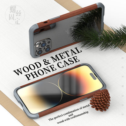R-Just IRONWOOD II Light Slim Timber Aluminum Metal Wood Bumper Case Cover
