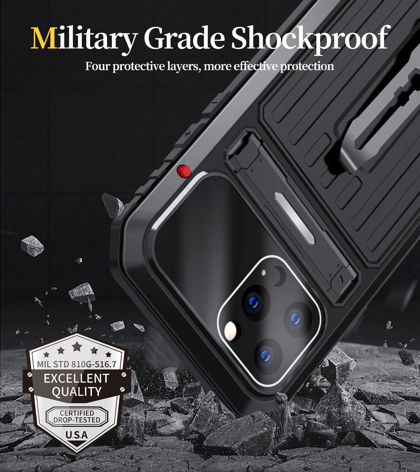 Kylin Armor Back Clip Bracket Military Grade Outdoor Heavy Duty Case Cover
