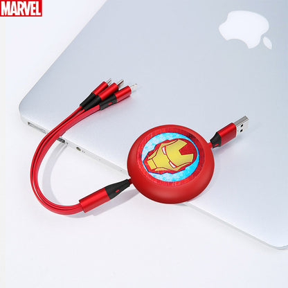 UKA Marvel Avengers Retractable 3-in-1 Lightning+Type-C+Micro USB Cable