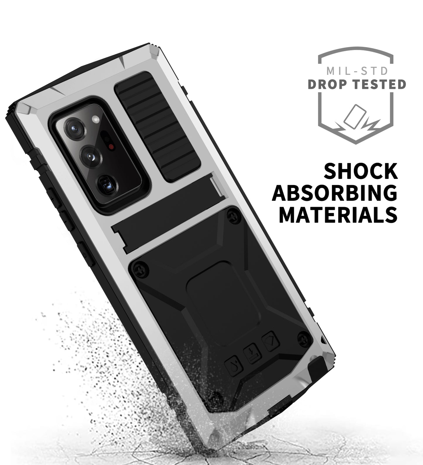 R-Just Kickstand Waterproof Aluminum Metal Outdoor Military Heavy Duty Case Cover