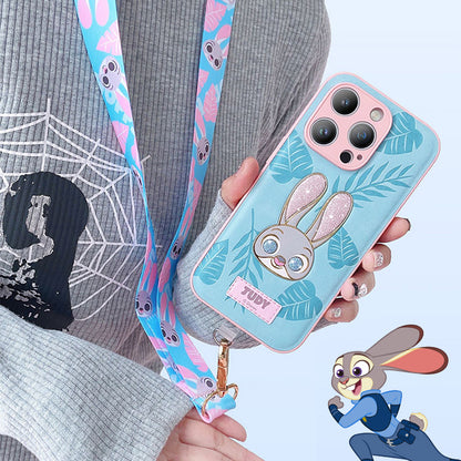 UKA Disney Zootopia Judy Glitter Phone Case Cover with Lanyard