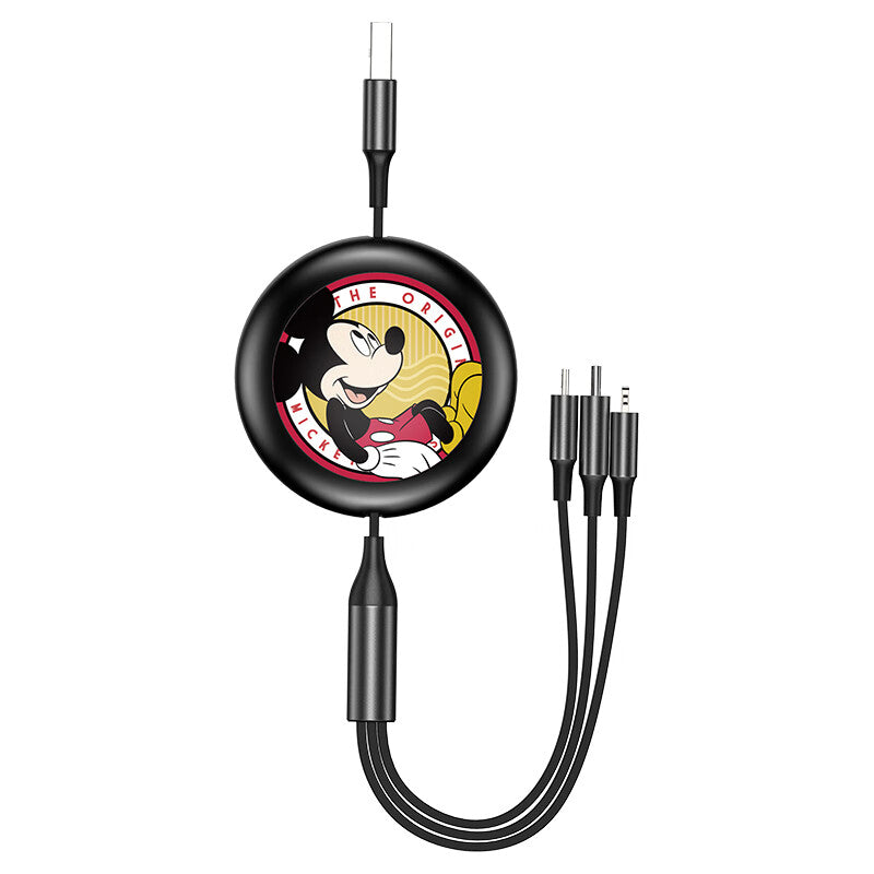 UKA Disney Mickey Mouse Retractable 3-in-1 Lightning+Type-C+Micro USB Cable
