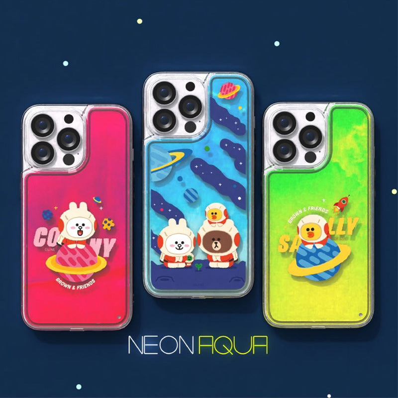 Line Friends Space Neon Aqua Case Cover