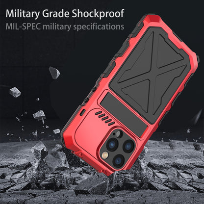 R-Just Kickstand Military-Grade Shockproof Heavy Duty Metal Snap Case Cover