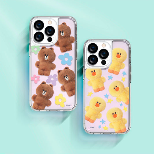 Line Friends Fluffy Pattern Hologram Mirror Case Cover