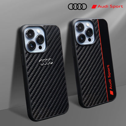 Audi Carbon Fiber Hülle für iPhone 12/12 Pro 6.1 Schwarz Hard  AUS-TPUPCIP12P-R8/D1-BK