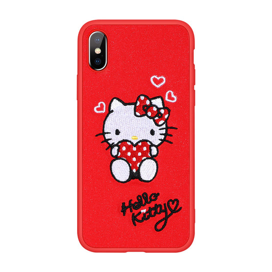 X-Doria Charm Hello Kitty 3D Embroidery Leather Case Cover for Apple iPhone XS/X/8 Plus/7 Plus/7
