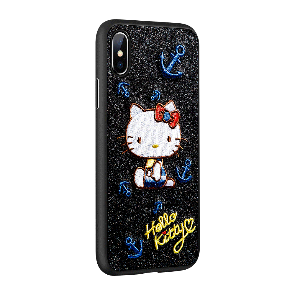 X-Doria Charm Hello Kitty 3D Embroidery Leather Case Cover for Apple iPhone XS/X/8 Plus/7 Plus/7