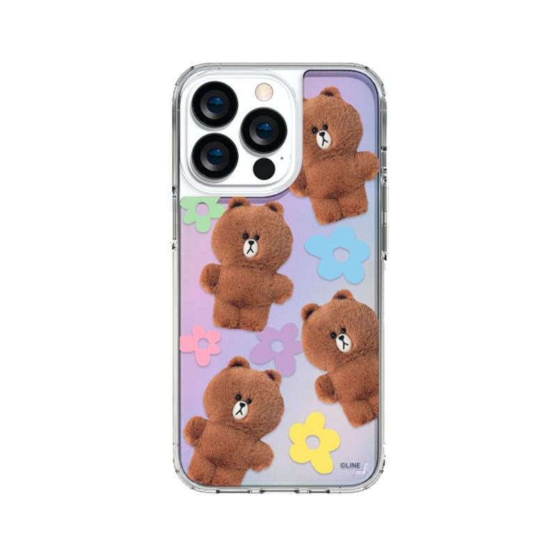 Line Friends Fluffy Pattern Hologram Mirror Case Cover