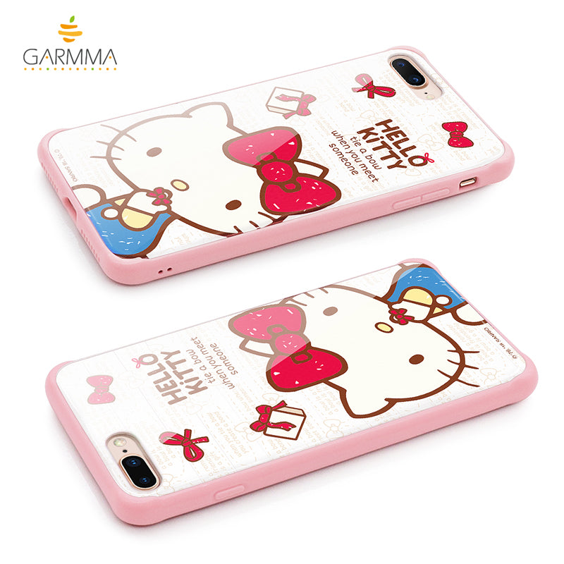 GARMMA Hello Kitty Tempered Glass Back Case Cover for Apple iPhone X/8 Plus/7 Plus
