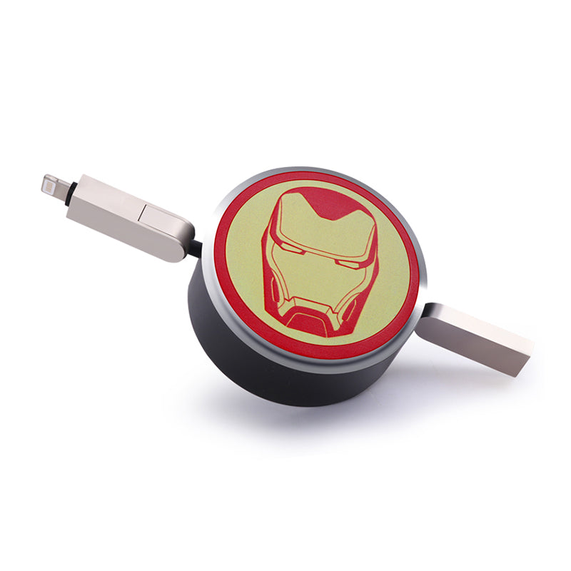 X-Doria Avengers Retractable Charging Data Sync Type-C/Lightning+Micro USB Cable