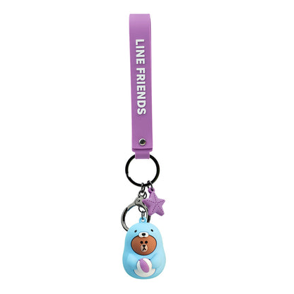Line Friends Keychain Ring Cute Doll Pendant Anti-lost Strap Silicone Lanyard