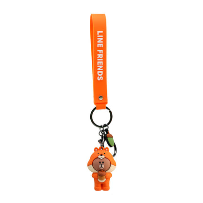 Line Friends Keychain Ring Cute Doll Pendant Anti-lost Strap Silicone Lanyard