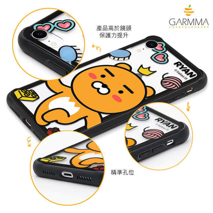 GARMMA Kakao Friends Air Cushion Shockproof Tempered Glass Back Case Cover for Apple iPhone