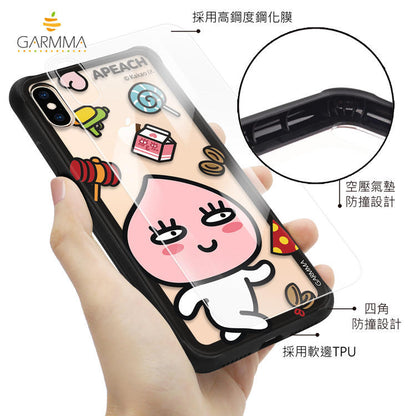 GARMMA Kakao Friends Air Cushion Shockproof Tempered Glass Back Case Cover for Apple iPhone
