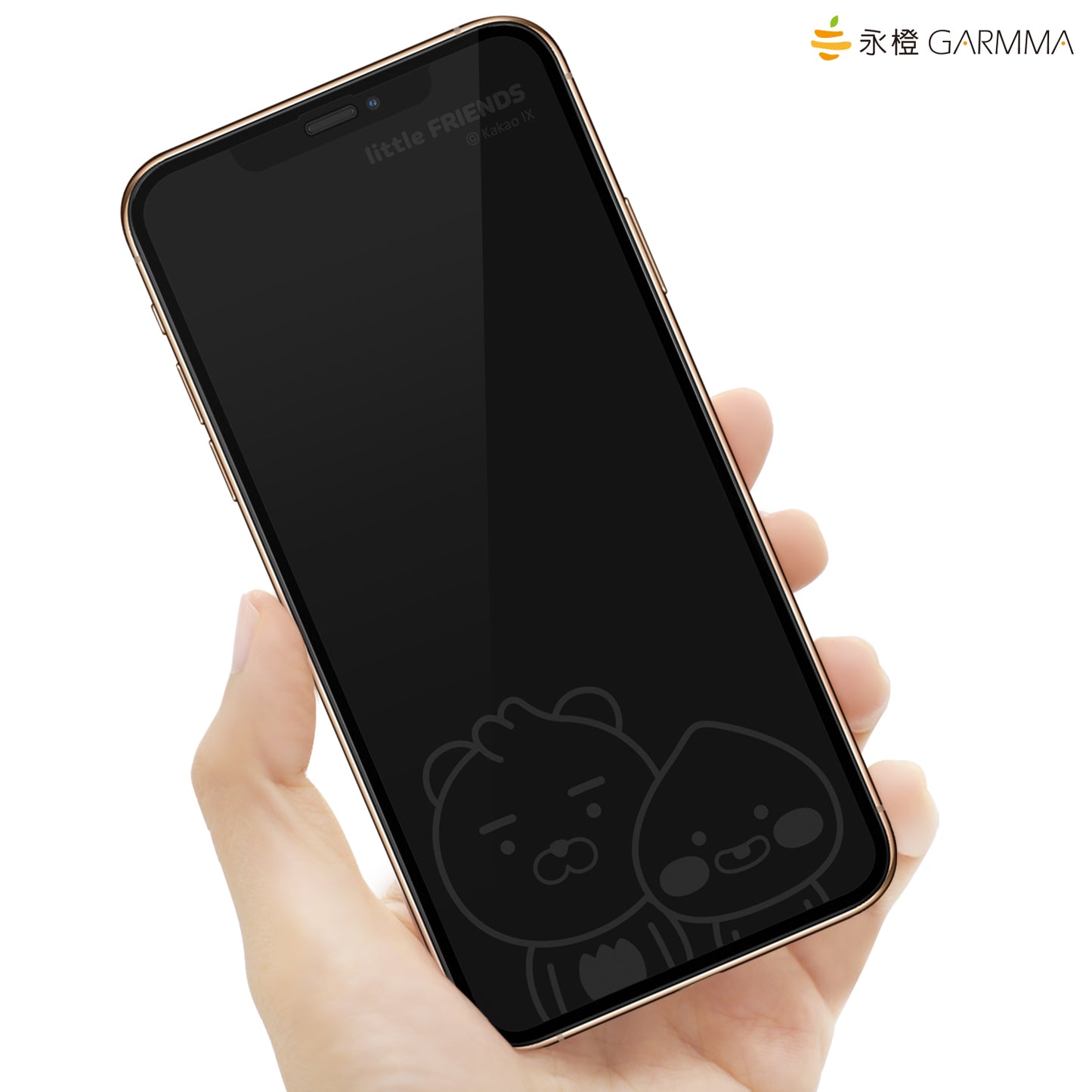 GARMMA Kakao Friends Screen Off Print Tempered Glass Protector Film for Apple iPhone