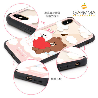 GARMMA Line Friends LOVE Air Shockproof Tempered Glass Back Case Cover for Apple iPhone